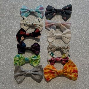Set of handmade clip on hair bows